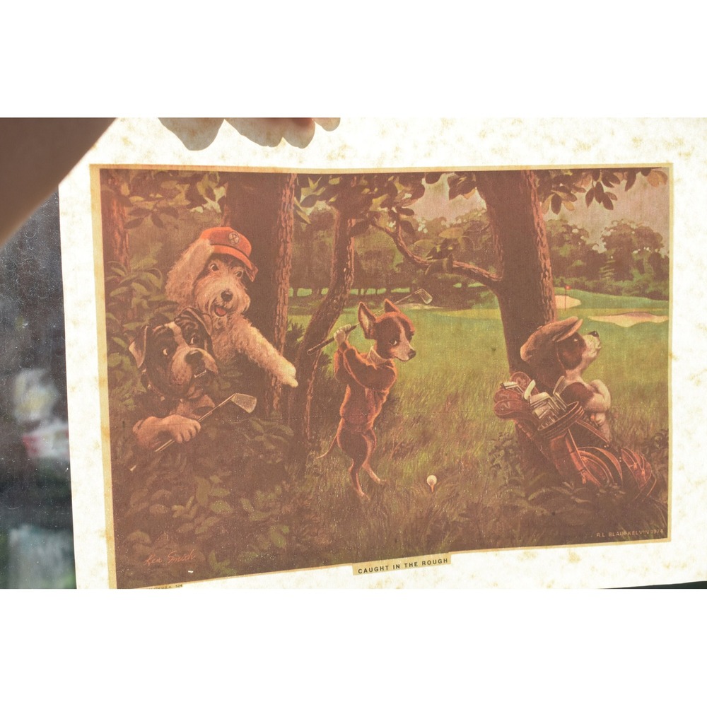 Vintage 70s Caught in the Rough Dogs Golfing Iron On Transfer Graphic 7.5x11